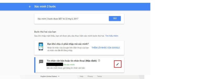 Điều chỉnh xác minh 2 bước Gmail