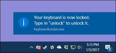 Hiện thông báo khi vô hiệu hóa trên Keyboard Locker 