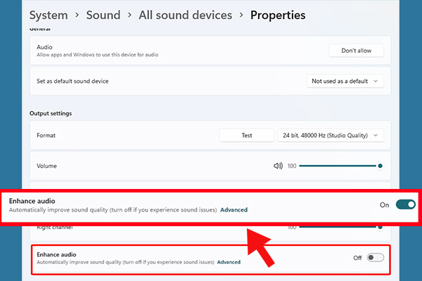 Bước 3 Sử dụng tính năng Enhance Audio trên Windows 11