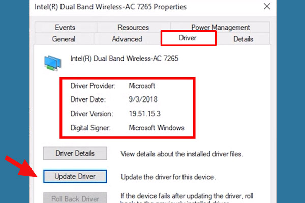 Bước 2 Update driver Wifi mới để tránh phát sinh thêm lỗi 