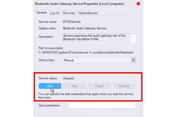 Bước 3 Kiểm tra tình trạng của Service Bluetooth